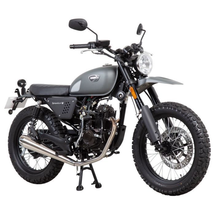 Mopo viarellilta, scrambler harmaa