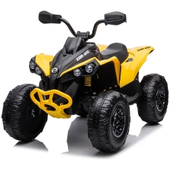 Mini-ATV lapsille Can-Am Renegade 12V &ndash; s&auml;&auml;dett&auml;v&auml; kaasu, huippunopeus 3&ndash;5 km/h, maksimipaino 30 kg &ndash; Keltainen