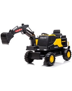 Sähköauto/kaivinkone lapsille Volvo 12V – kauko-ohjattava kauha, 3–5 km/h, maksimipaino 30 kg – Keltainen