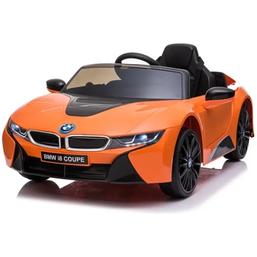 Lasten sähköauto BMW i8 12V – Kauko-ohjattava, 3–5 km/h, Suurin paino 30 kg – Oranssi
