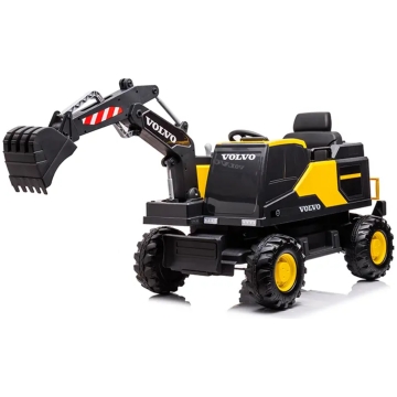Sähköauto/kaivinkone lapsille Volvo 12V – kauko-ohjattava kauha, 3–5 km/h, maksimipaino 30 kg – Keltainen