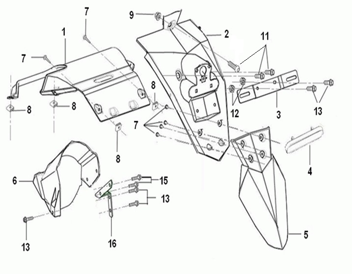 F15: Mudguard rear