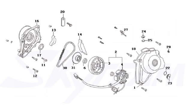 E08: Generator, left crankcase cover