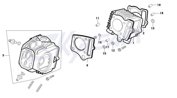 E01: Cylinder head, cylinder body