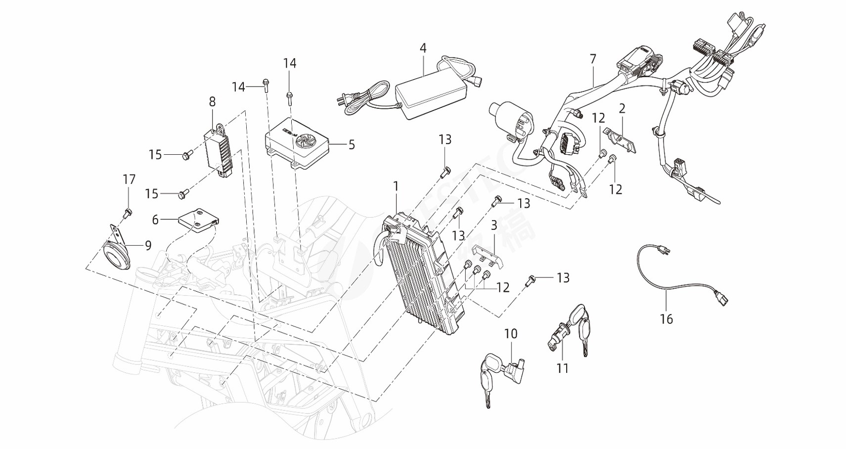 E23 : Kontrollbox, Laddare, Larmbox