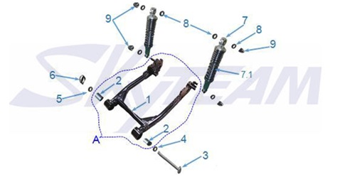 F15: Rear swing arm, rear shock absorber